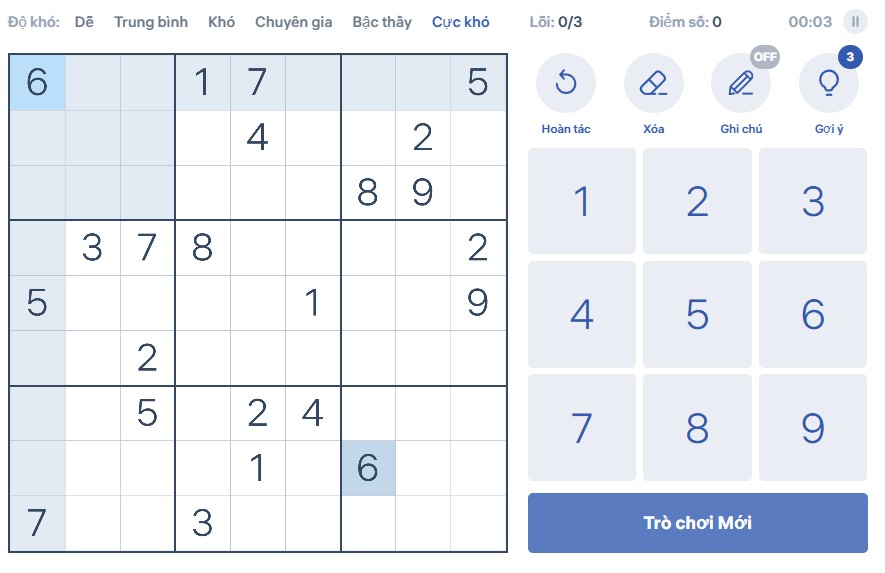 Chinh phục bảng Sudoku 9x9